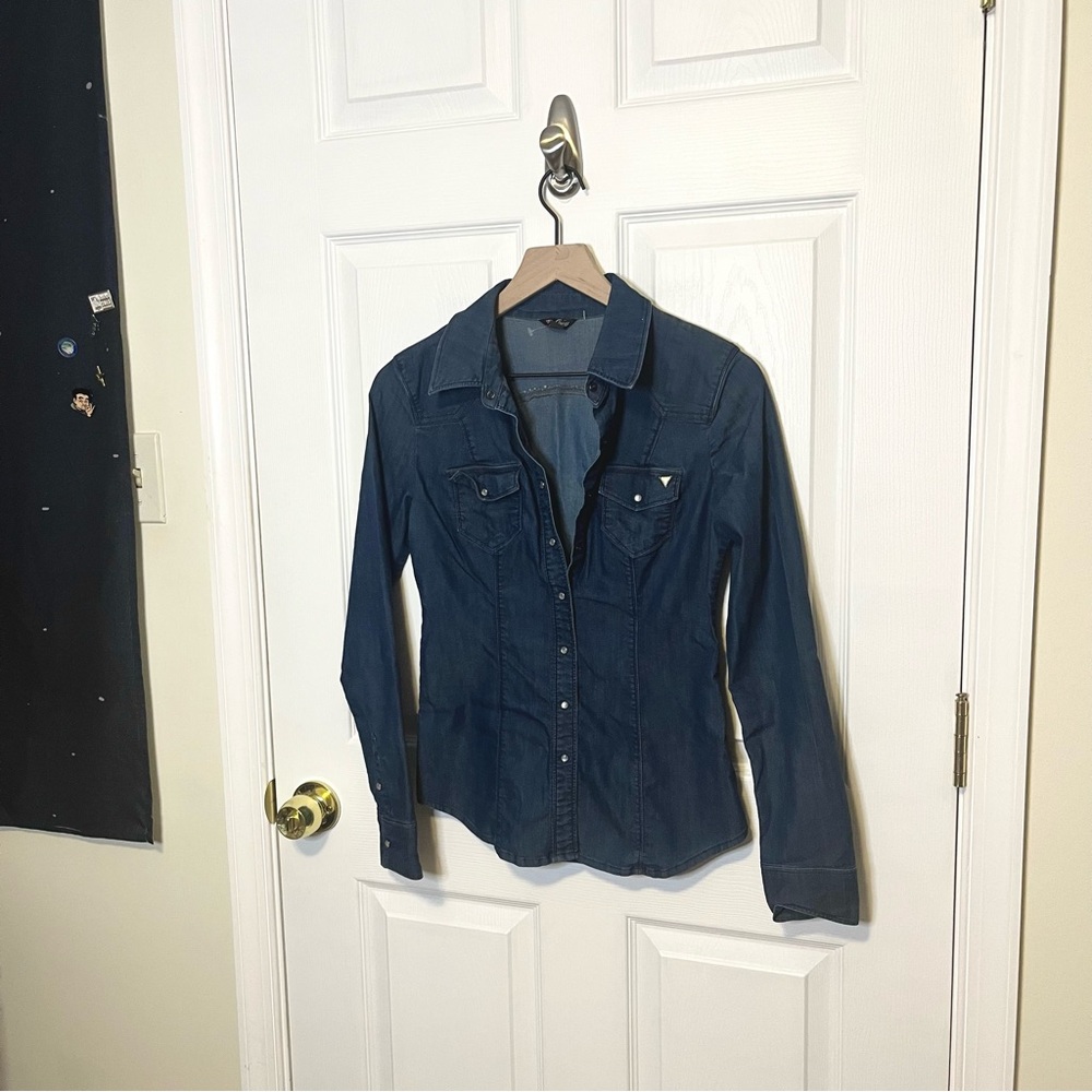 Guess Dark Blue Button Down Shirt